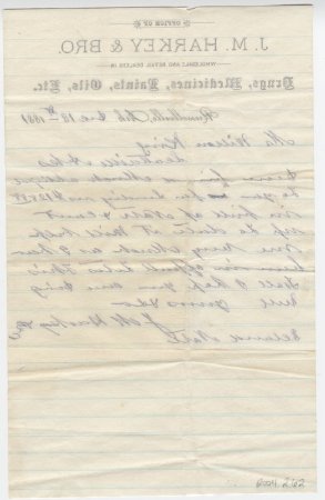 Letter from J. M. Harkey, December 13, 1881 (back)