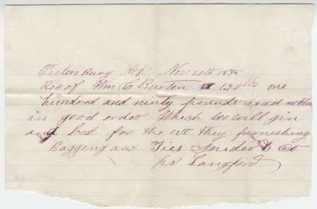 Note from Mr. Langford, November 20, 1875.