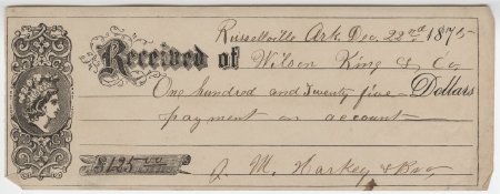 Wilson King Receipt, Dec. 22, 1875.