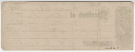 Hillary Curtis Receipt, Jan. 14, 1876. (back)