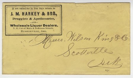 Envelope from J.M. Harkey & Bro., Russellville, Ark.