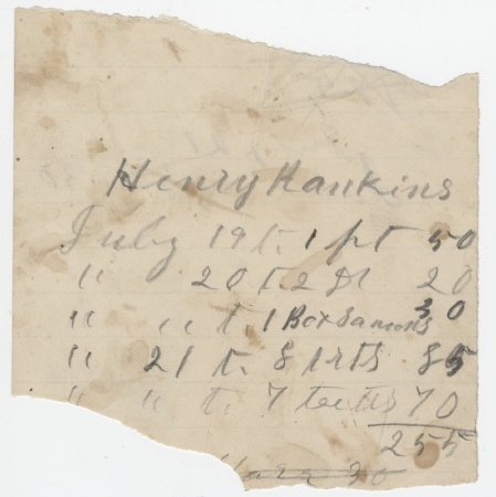 Bill for Henry Hankins,  July.