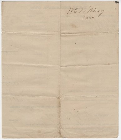 1882 Tax Receipt for Wilson King. (back)