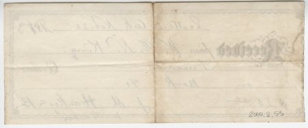 W. C. N. King Receipt, November 20, 1883. (back)