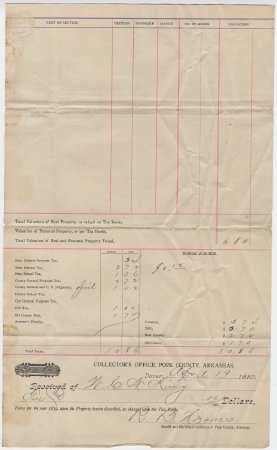1879 Tax Receipt for Wilson King.