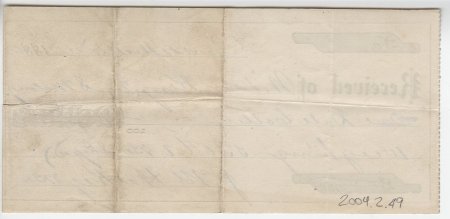 S. Malony Receipt, December 17, 1880. (back)