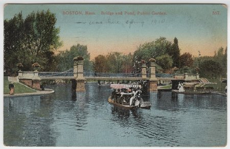 Boston, Mass. Bridge and Pond, Public Garden