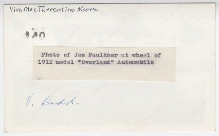 Joe Faulkner driving Overland Automobile, Russellville, Ark. (back)