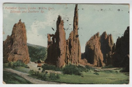 Cathedral Spires, Garden of the Gods, Colorado and Southern Ry.