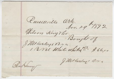 Wilson King Receipt, November 29, 1872.