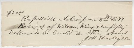 Wilson King Receipt, June 4, 1877