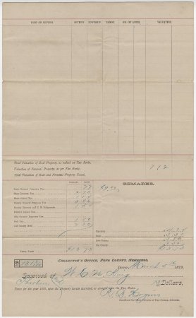 1878 Tax Receipt for Wilson King.