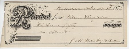 Wilson King Receipt, Nov. 15, 1877