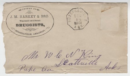 Letter envelope from Harkey, December 14, 1881.