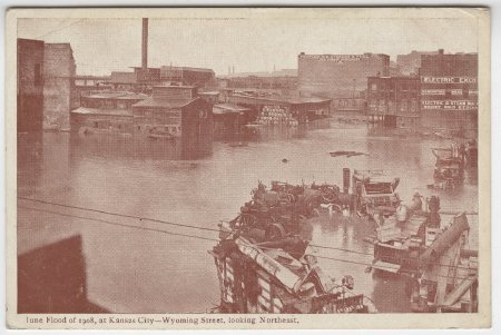June Flood of 1908, at Kansas City - Wyoming Street, looking Northeast