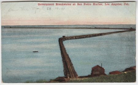 Government Breakwater at San Pedro Harbor, Los Angeles, Cal.