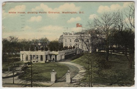 White House, showing Public Entrance, Wahsington, D.C.