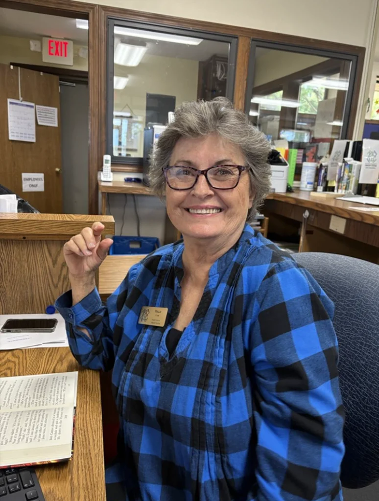 Photo of Dover library clerk, Peggy.